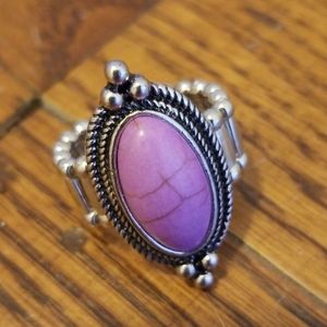 Purple & Silver Colored Adjustable Ring